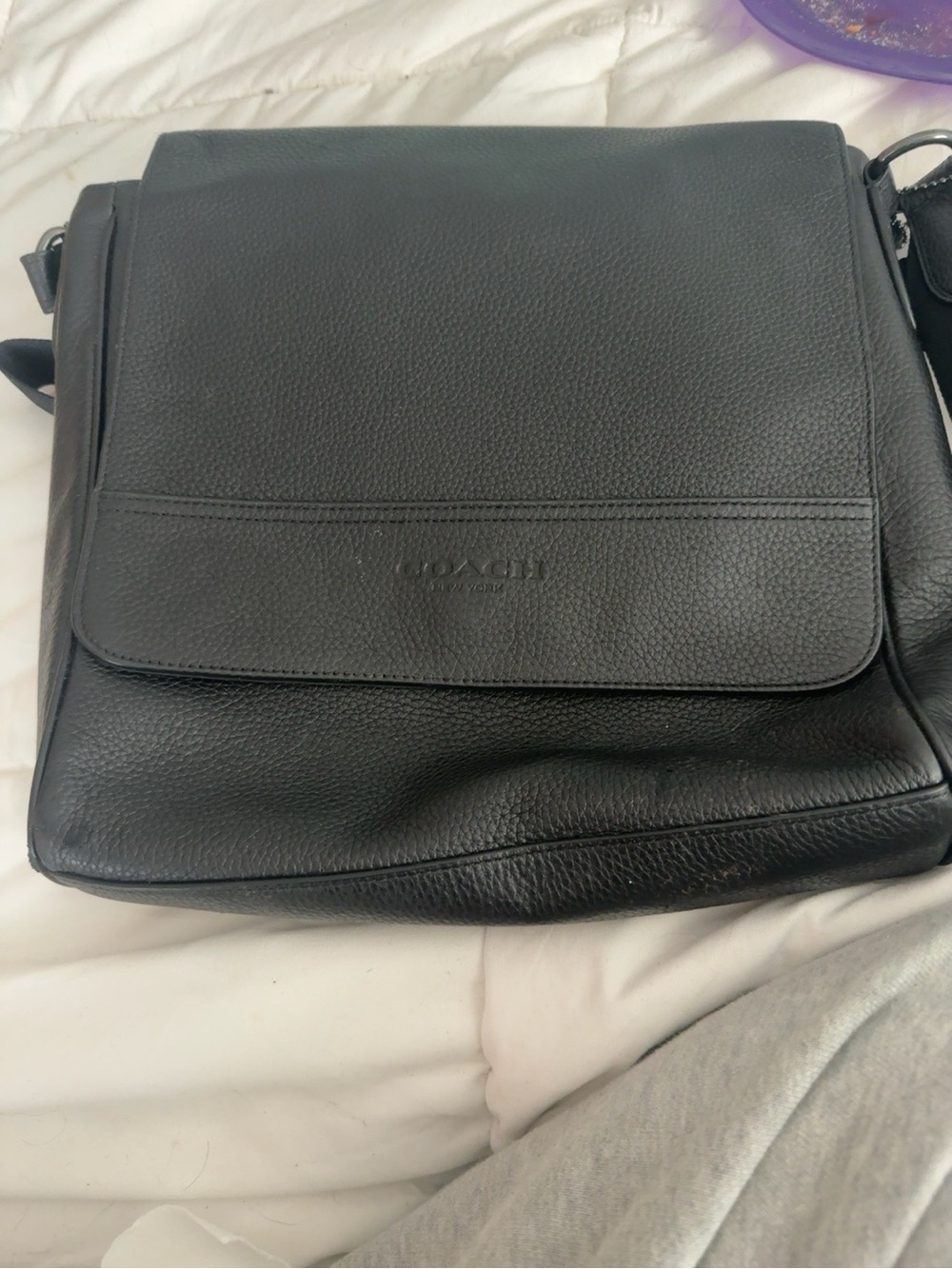 Coach Black Pebbled Leather Messenger Bag